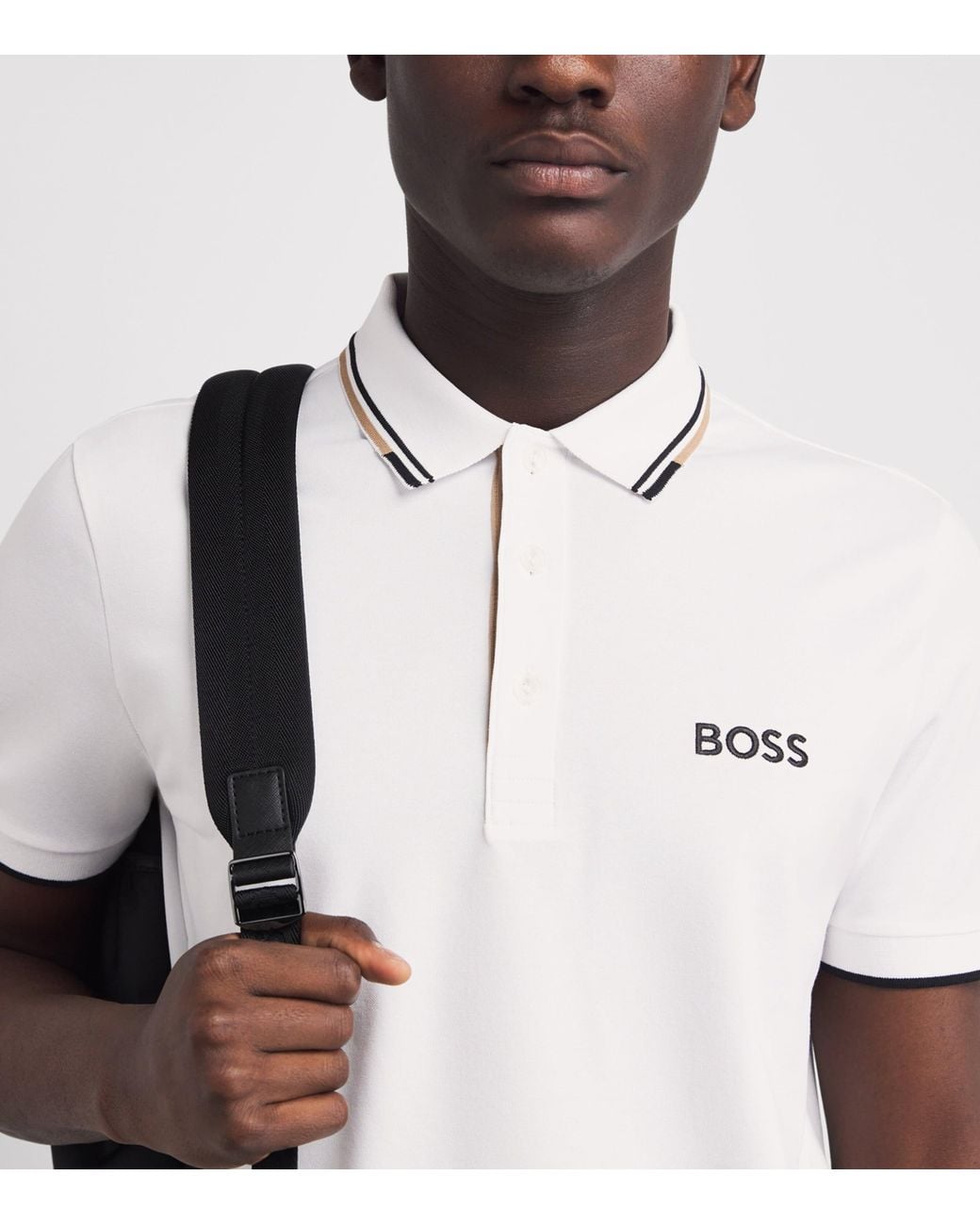 Boss White Cotton-Blend Paddy Polo Shirt for men