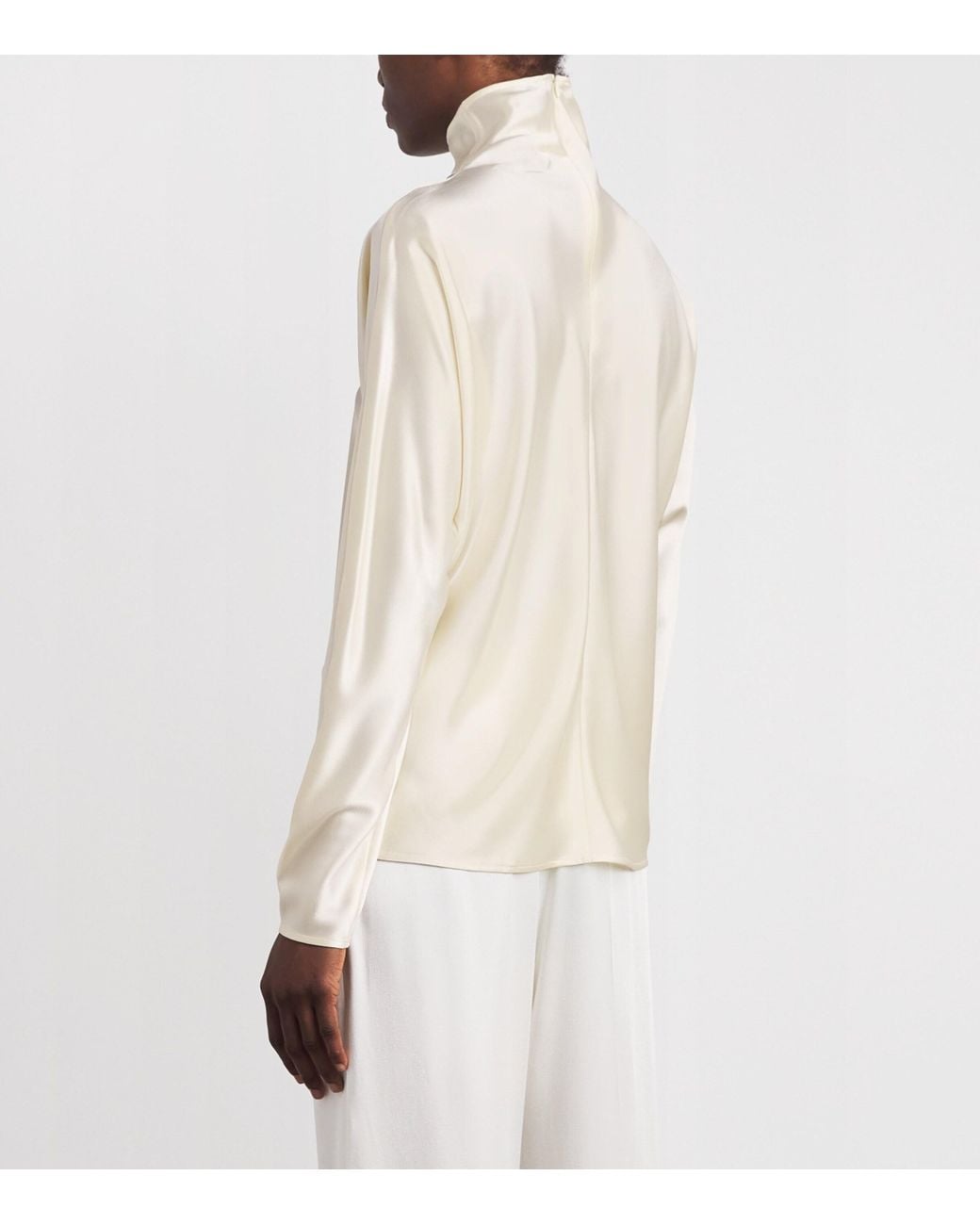 Almada Label Natural Satin High-Neck Maddy Blouse