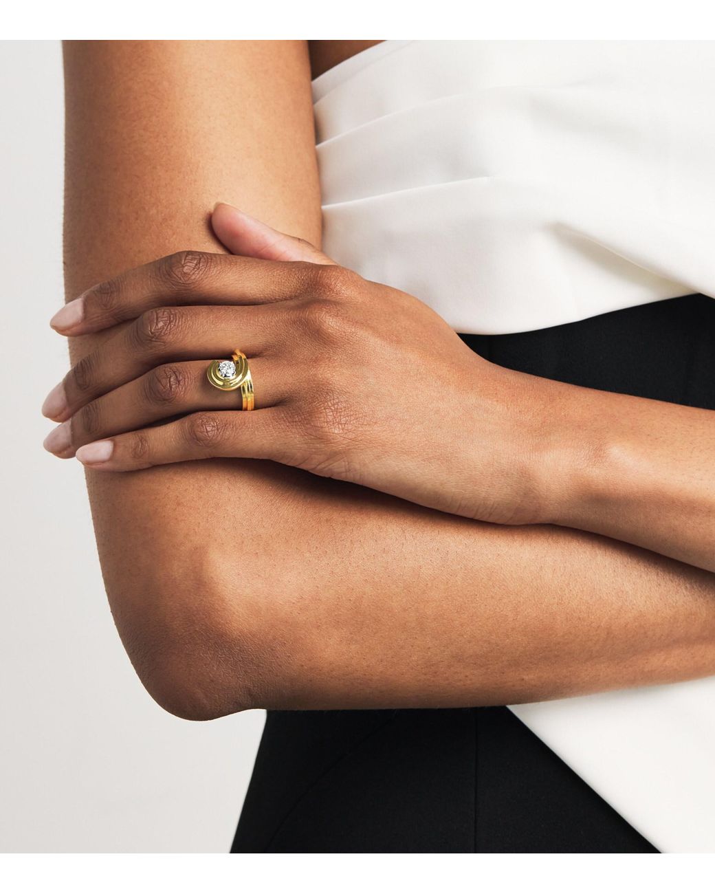 Azlee Metallic And Diamond Sea Ring