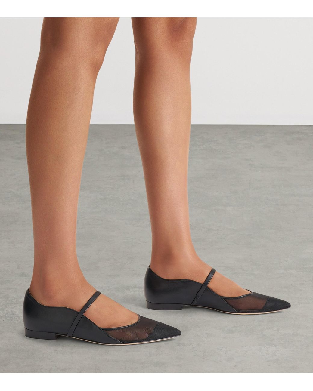 Malone Souliers Black Leather And Mesh Maureen Arc Flats