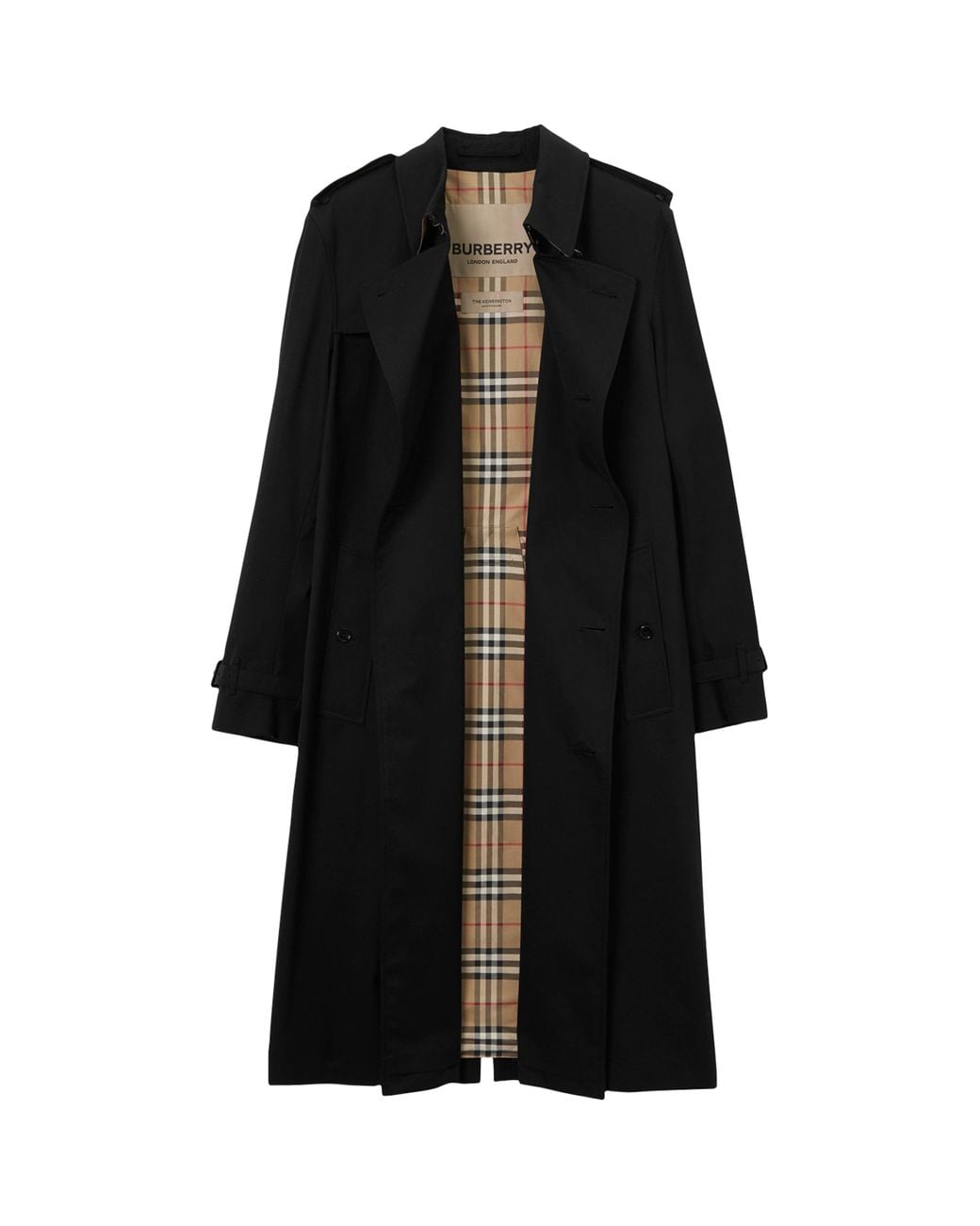 Burberry Black Long Kensington Heritage Trench Coat for men