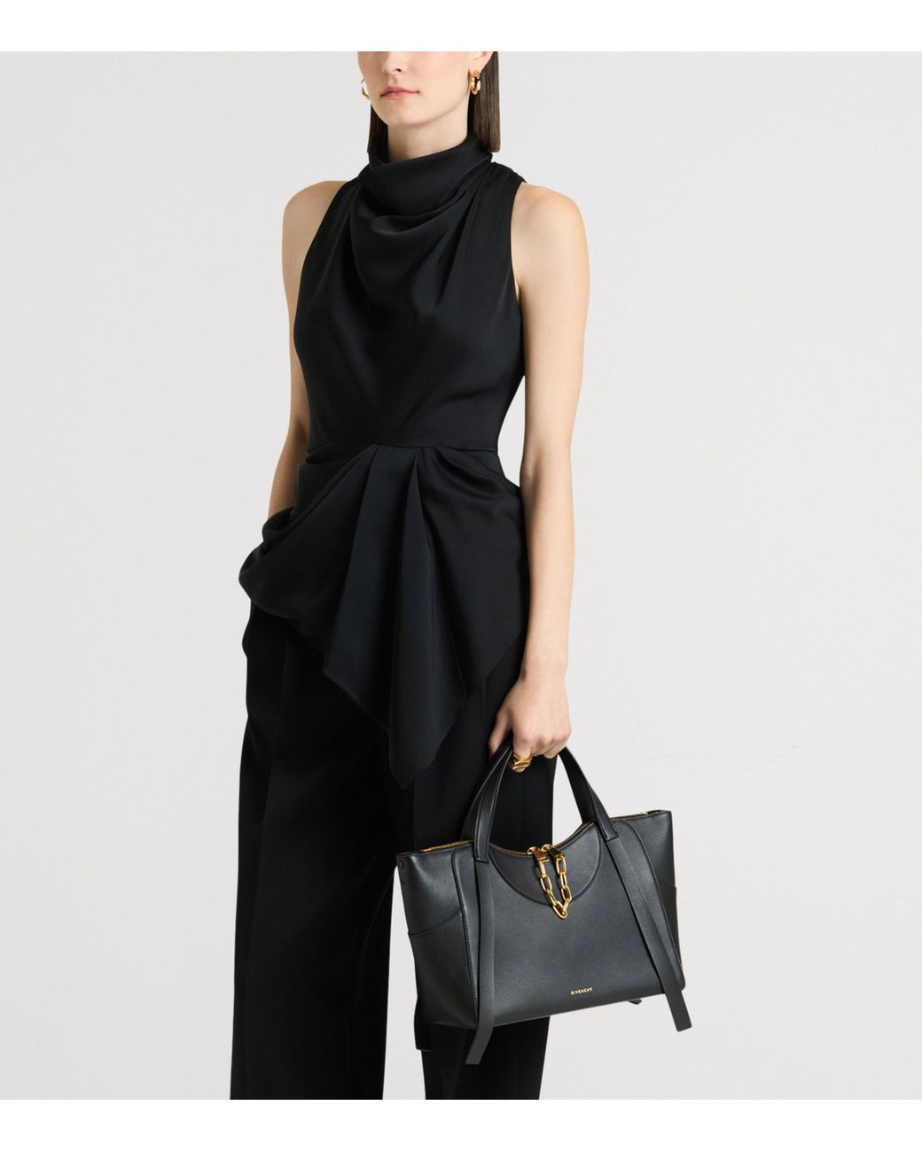 Givenchy Black Draped Cowl-Neck Blouse