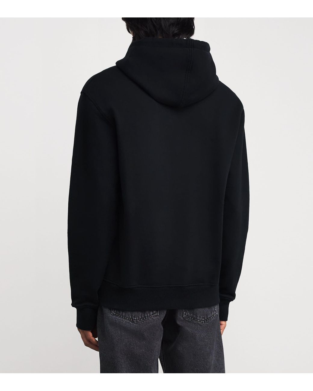AMI Black Cotton Embroidered Ami De Coeur Logo Hoodie for men