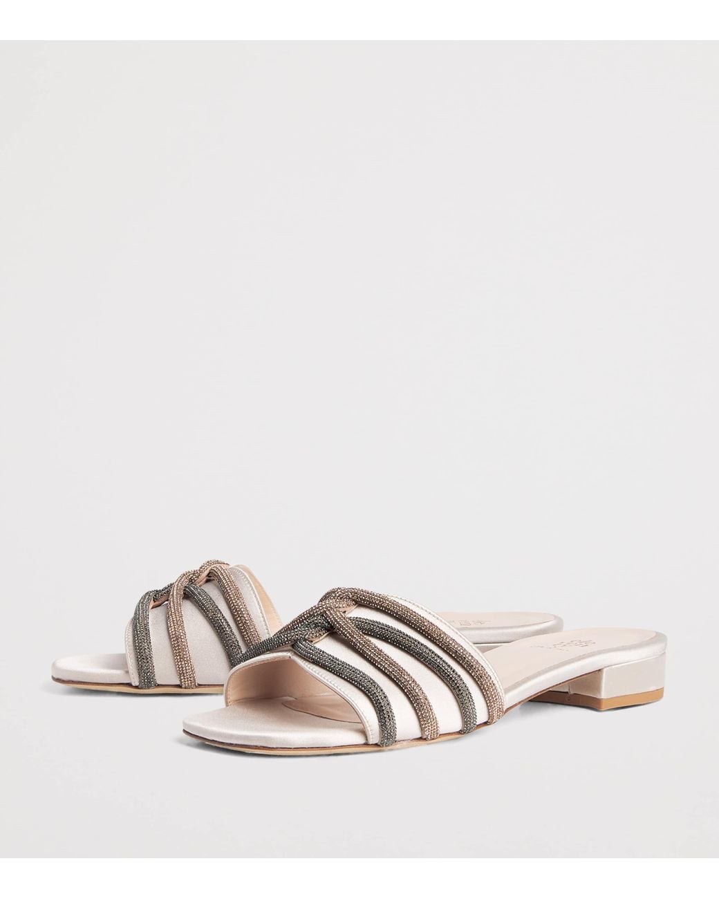 Eleventy Natural Satin Embellished Mules 20