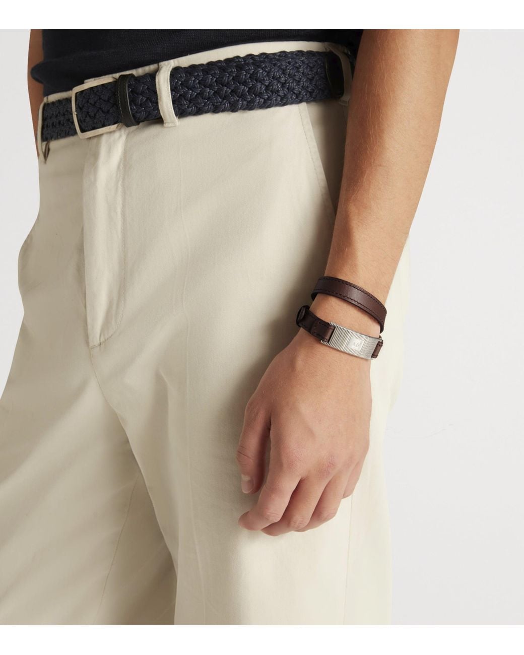 Dunhill Brown And Leather Id Tag Bracelet for men
