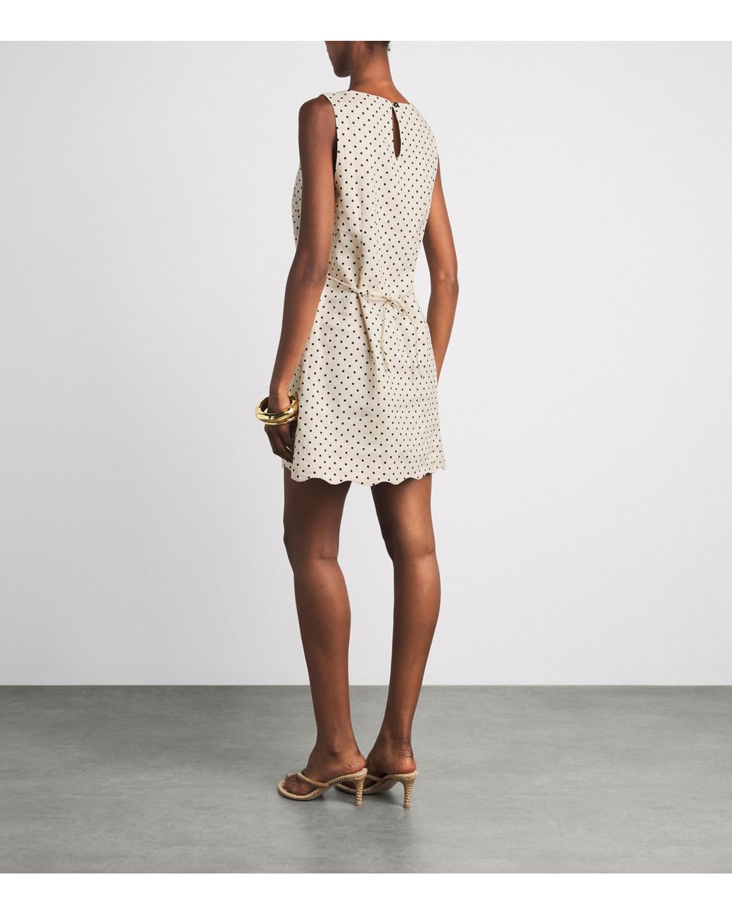 Faithfull The Brand Natural Linen Polka-Dot Iria Mini Dress