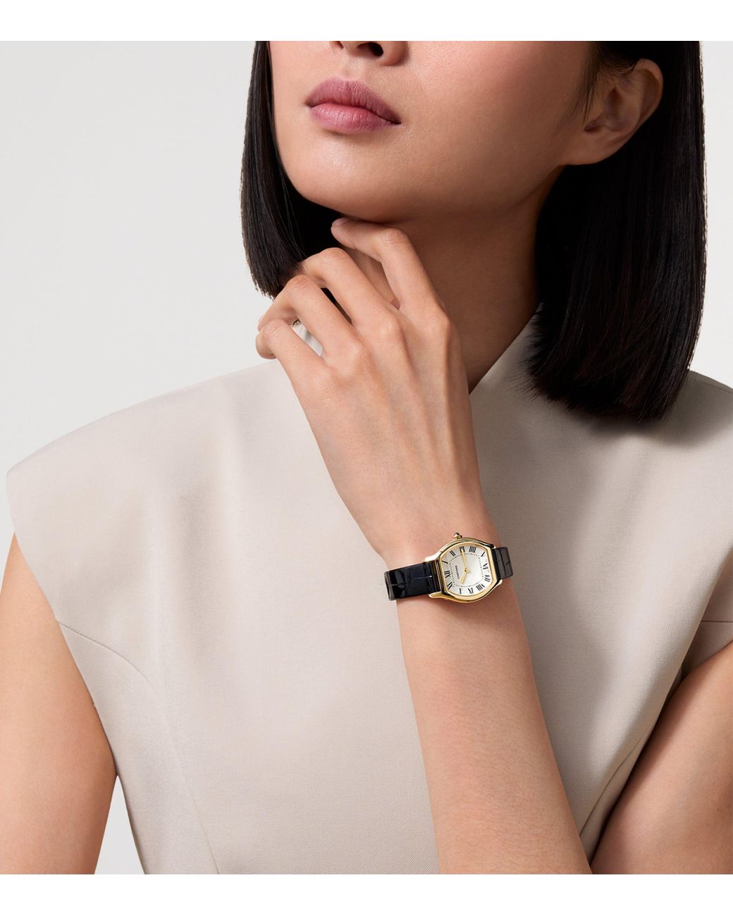 Cartier Metallic And Diamond Tortue Watch
