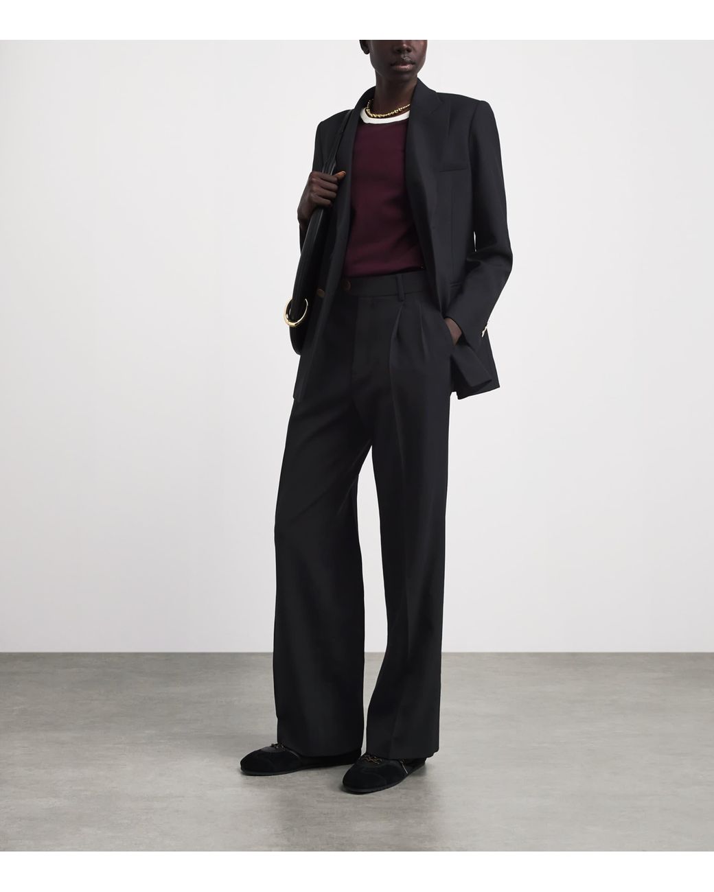 Sandro Black Wool Pleated Trousers