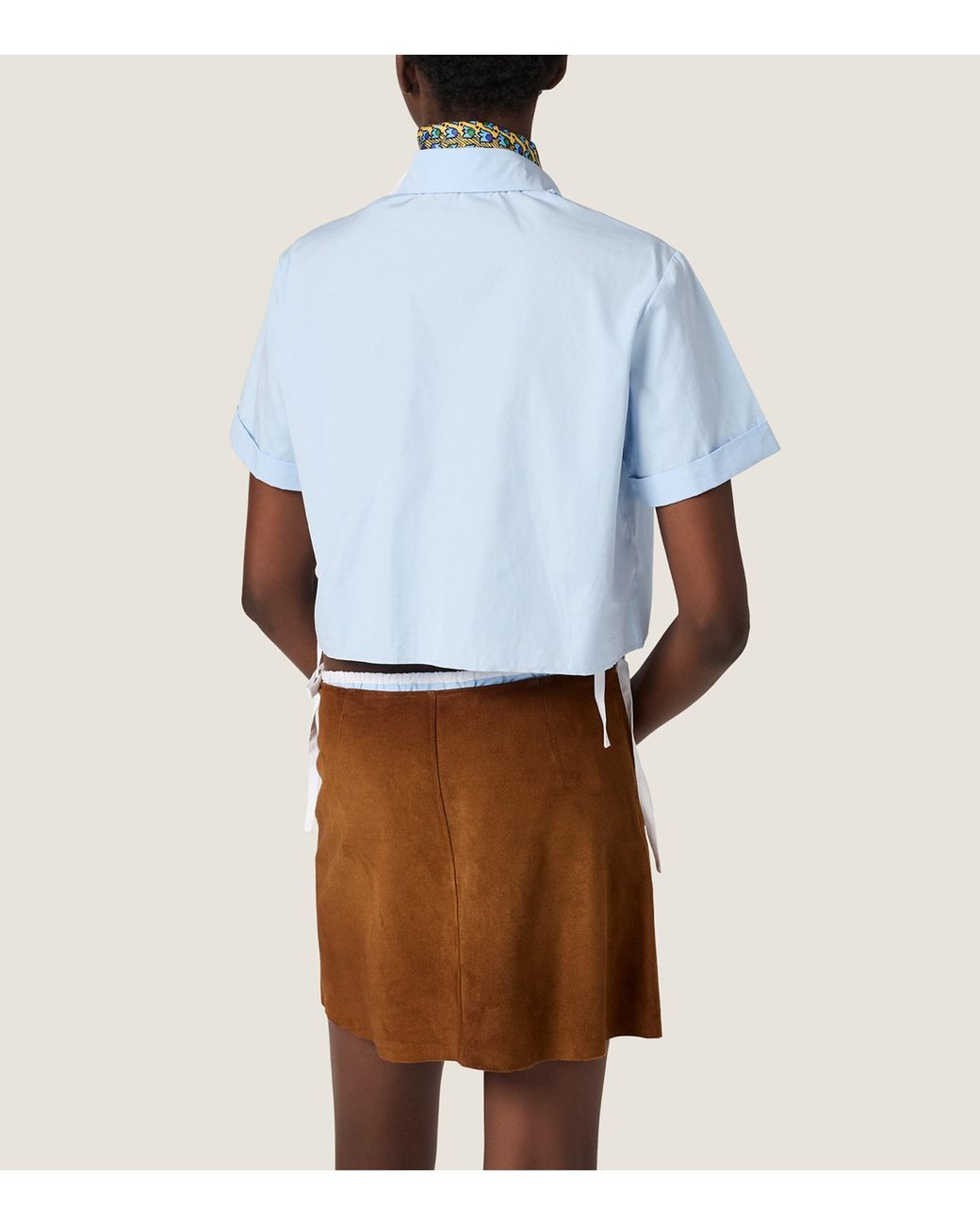 Miu Miu Blue Ruffled Short Sleeve Shirt