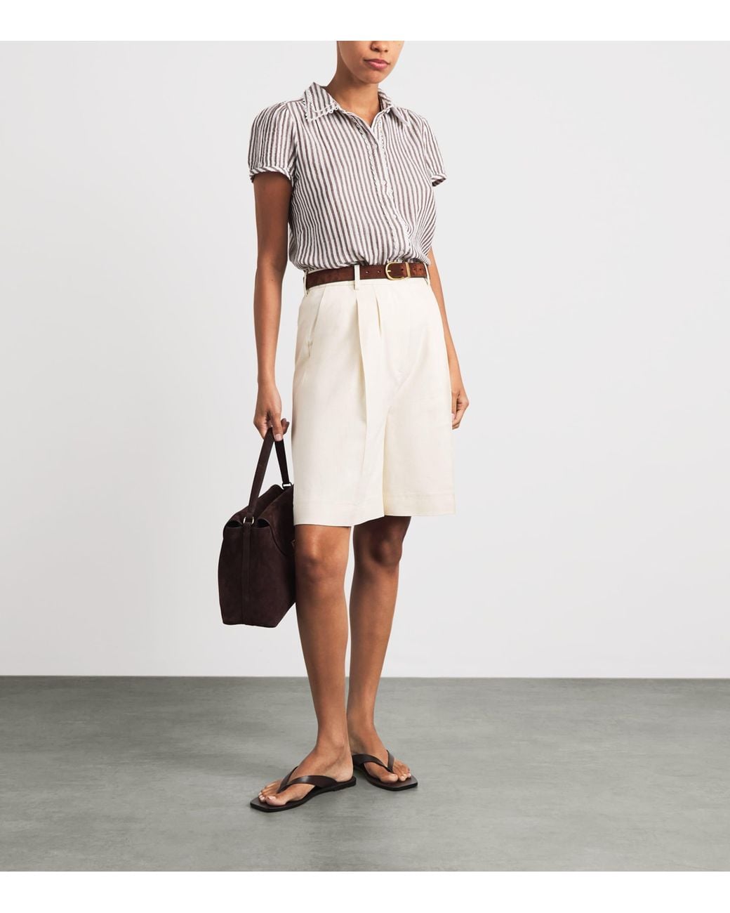 ME+EM White Embroidered Stripe Shirt