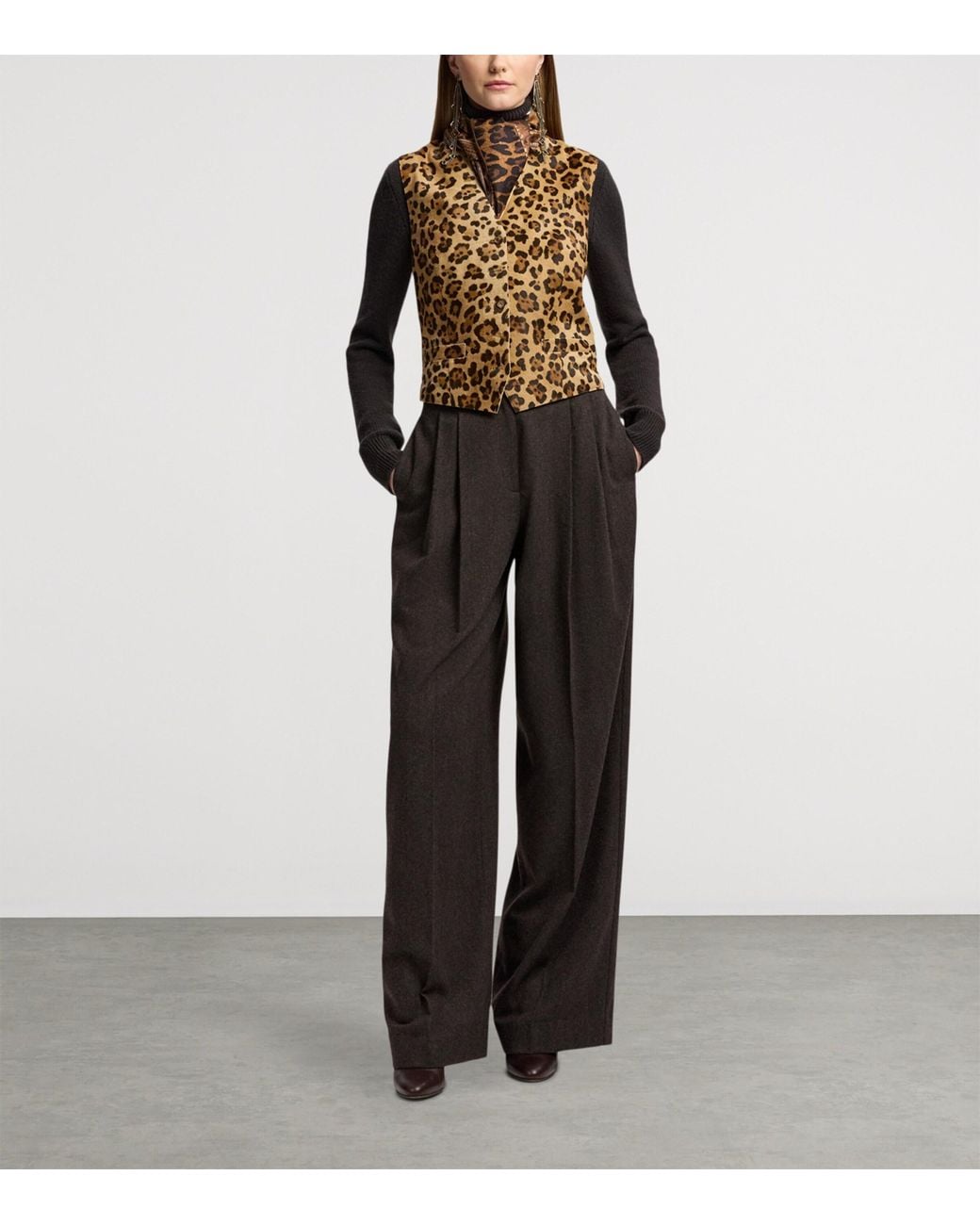 Ralph Lauren Metallic Leather Leopard Waistcoat