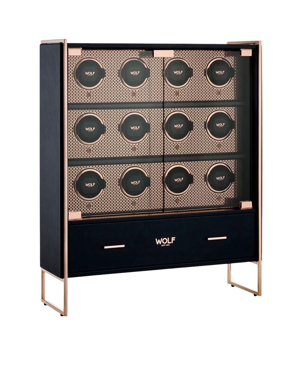 Wolf Black Axis 12-Piece Watch Winder Cabinet