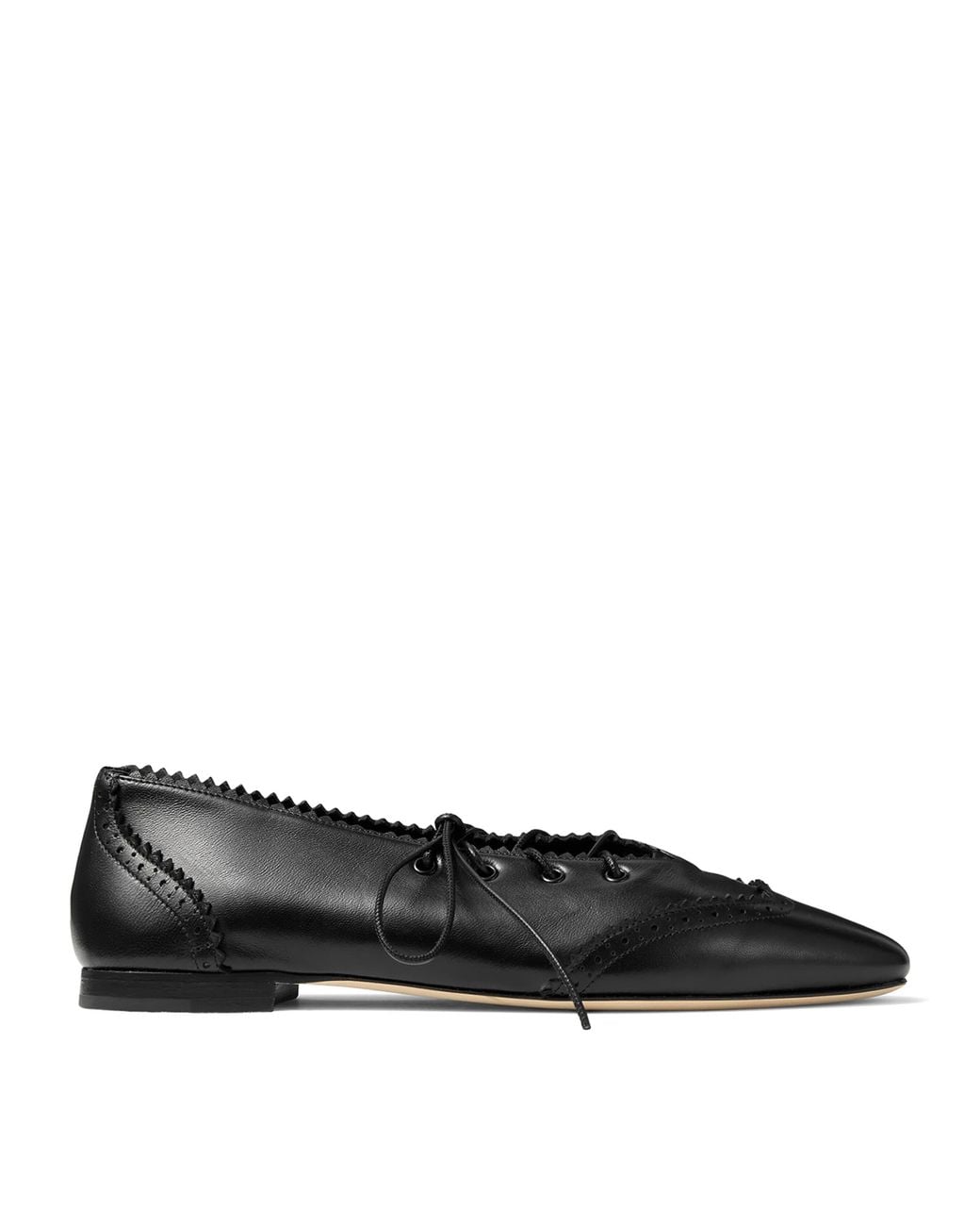 Jimmy Choo Black Margot Leather Lace-Up Flats