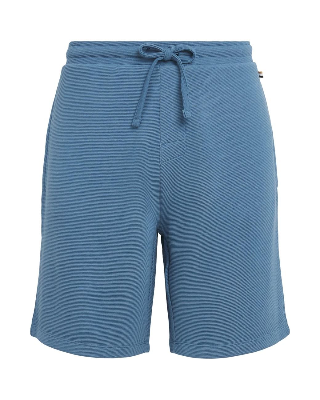 Boss Blue Rib-Knit Logo Shorts for men