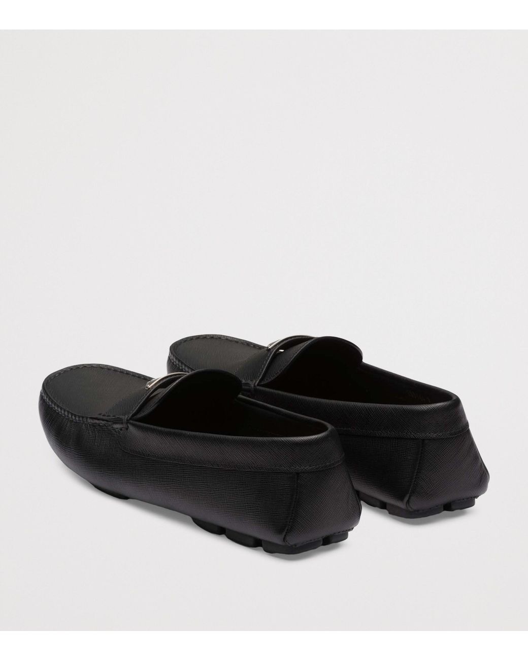 Prada Black Saffiano Leather Driver Shoes for men