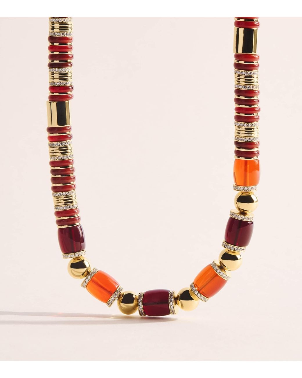 Eddie Borgo Pink Plated Amber, Carnelian And Pavé Crystal Patch Necklace