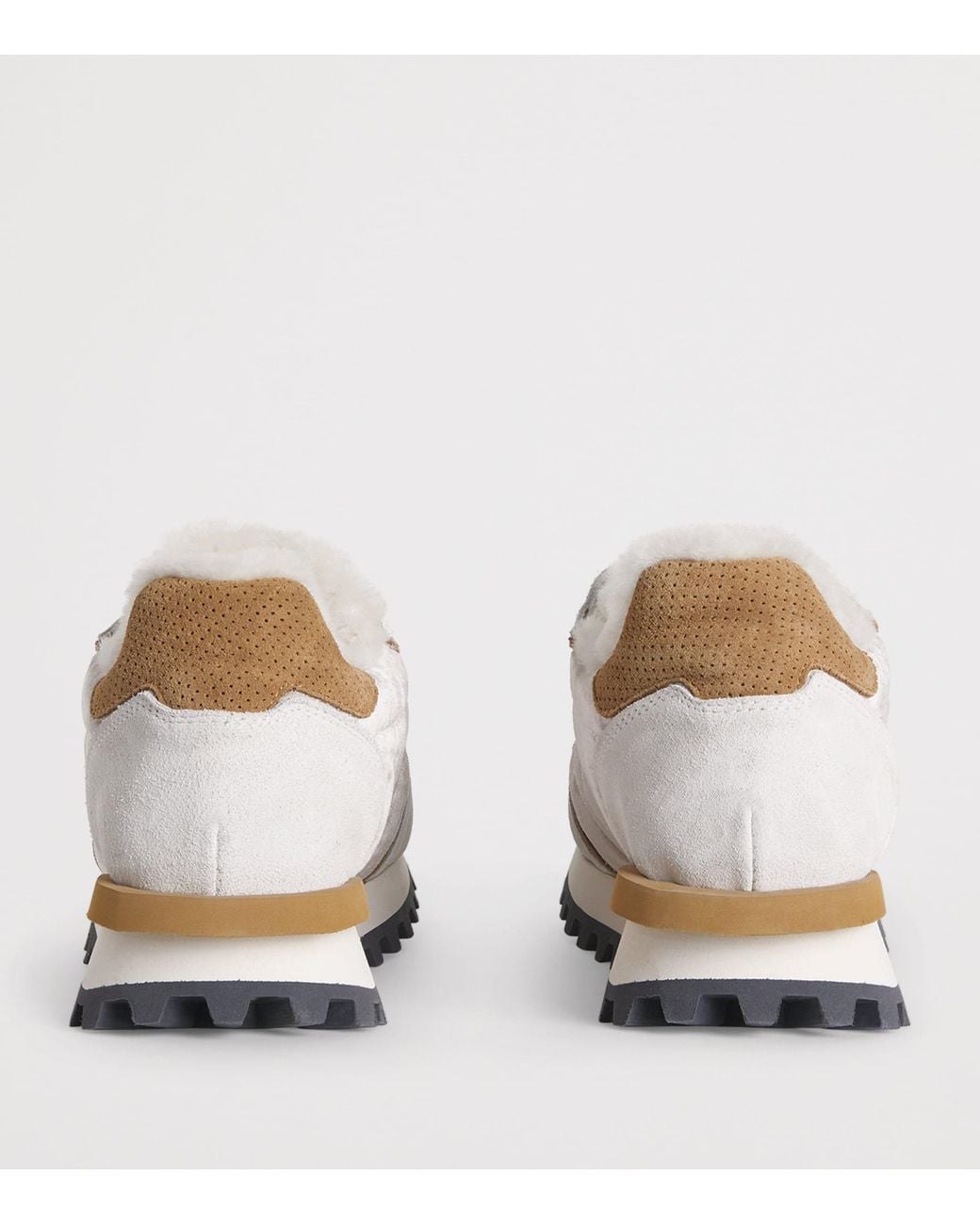 Eleventy White Velvet Leather Sneakers