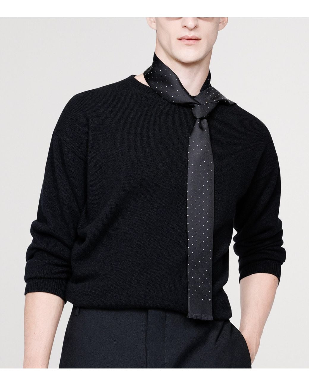 Tom Ford Blue Mulberry Silk Polka-Dot Scarf for men