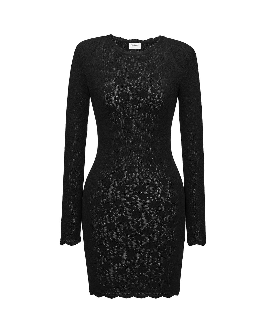 Saint Laurent Black Knitted Floral Mini Dress