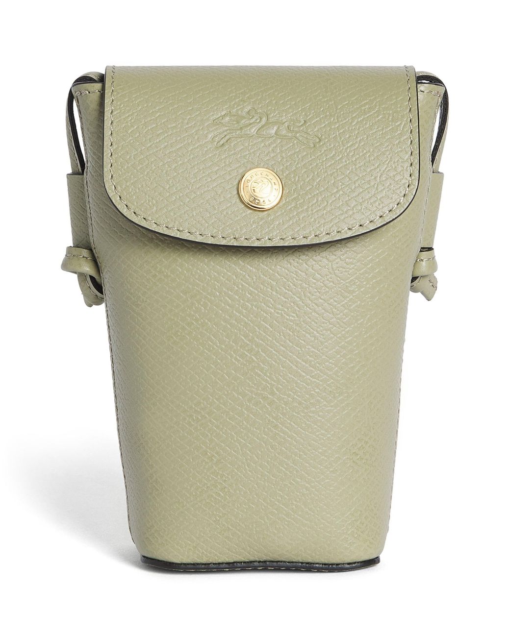 Longchamp Green Leather Épure Phone Case With Strap