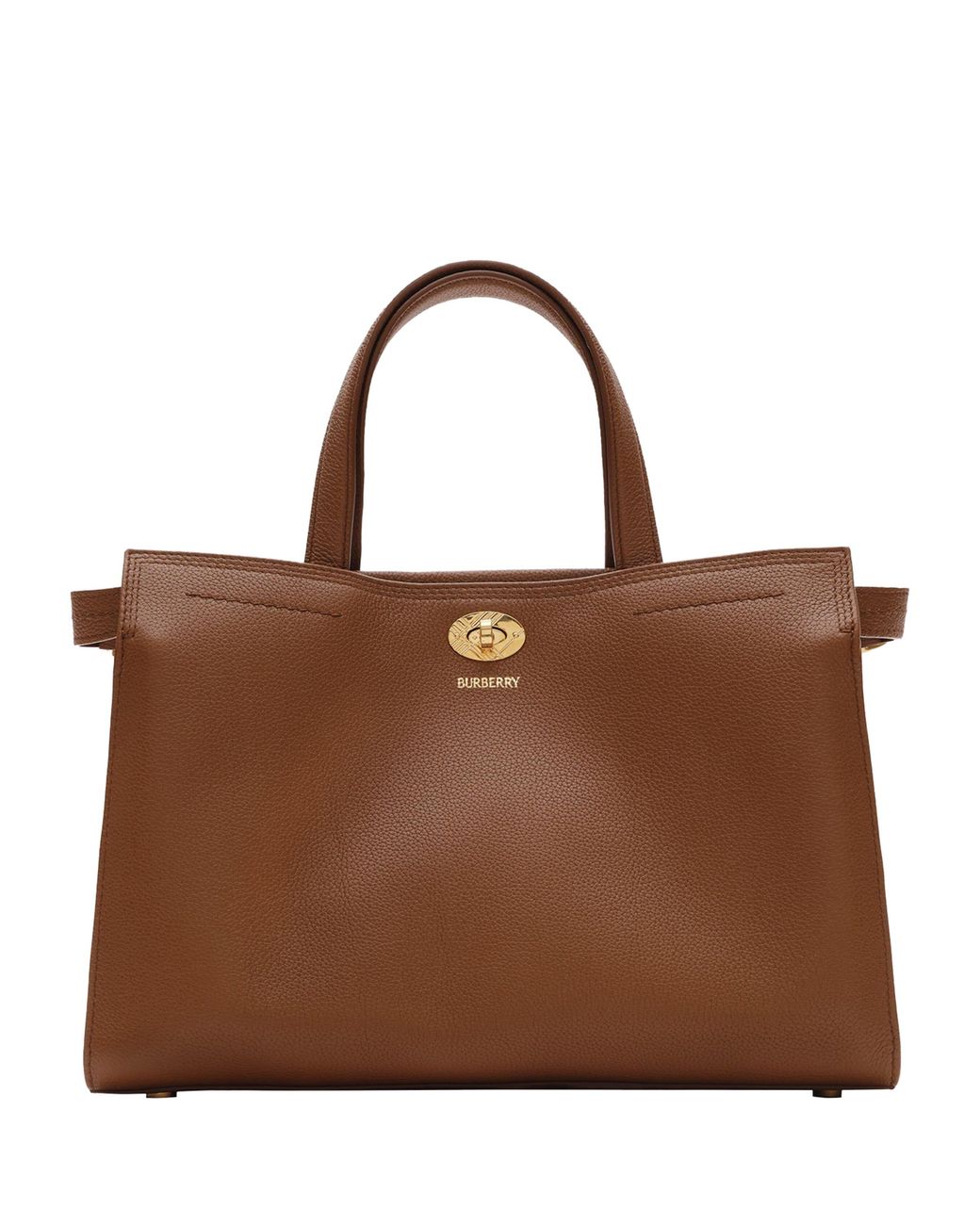 Burberry Brown Small Leather Cotswolds Check Tote Bag