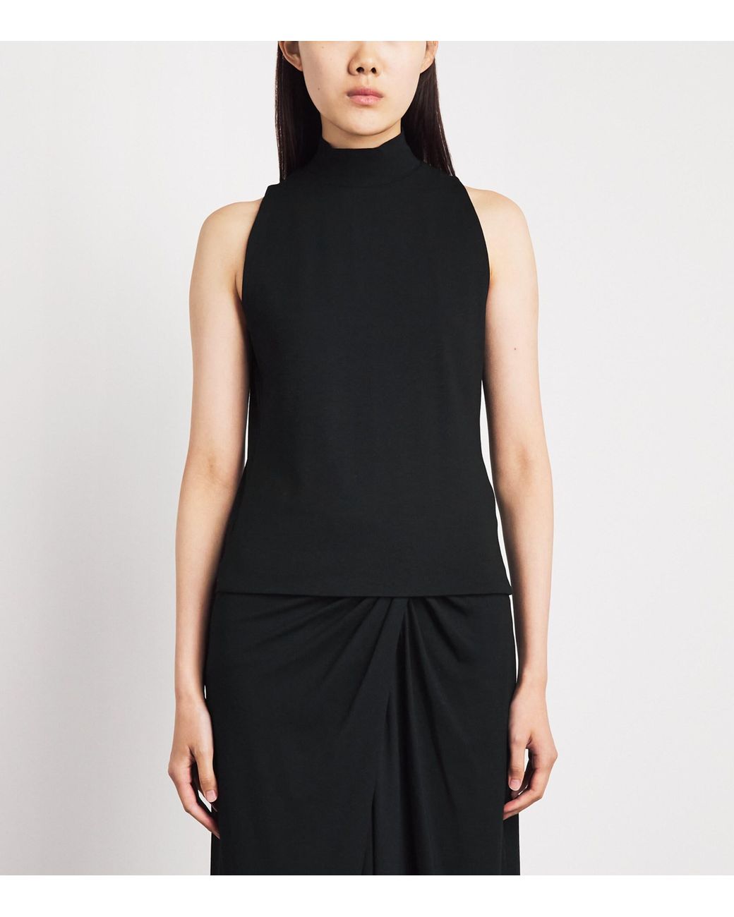 ME+EM Black Jersey High-Neck Sleeveless Top