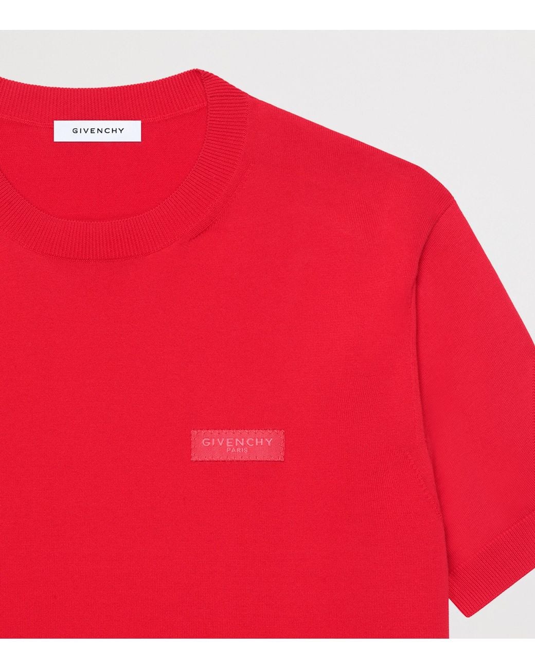 Givenchy Red Cotton Logo-Tab T-Shirt for men