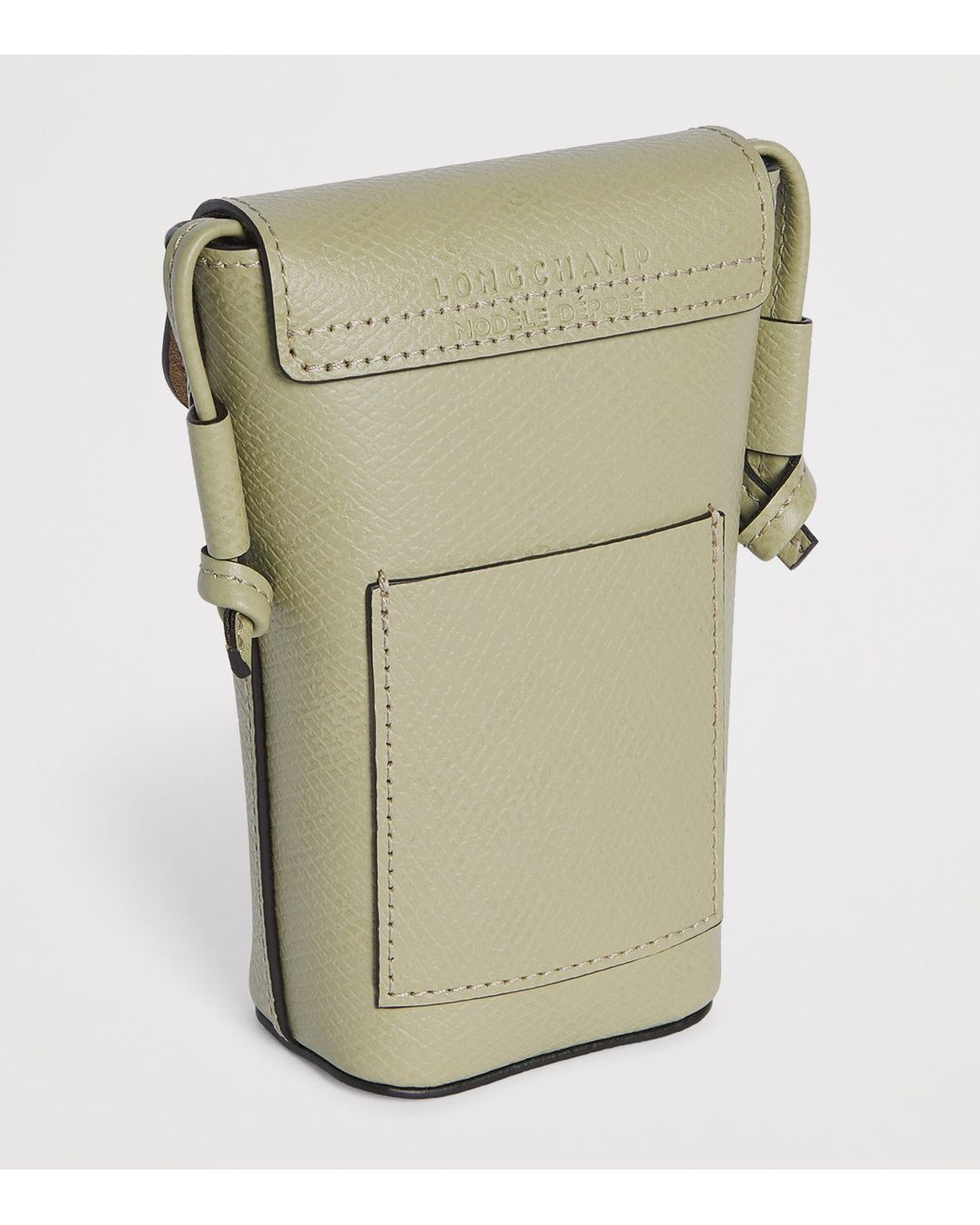 Longchamp Green Leather Épure Phone Case With Strap