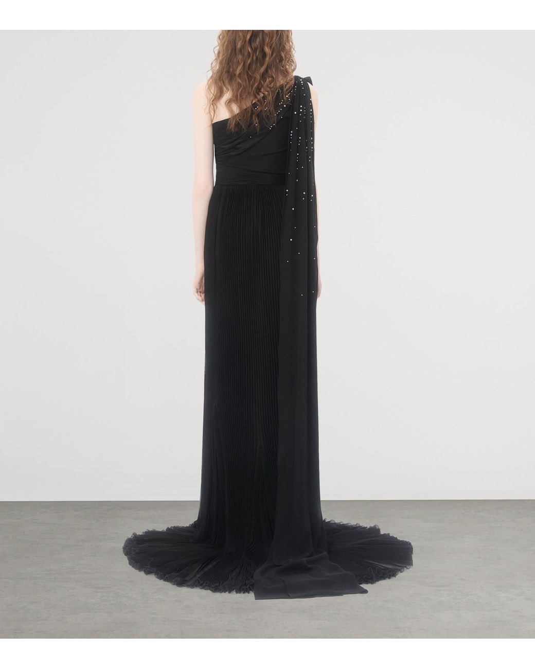 Valentino Black Silk Pleated Gown
