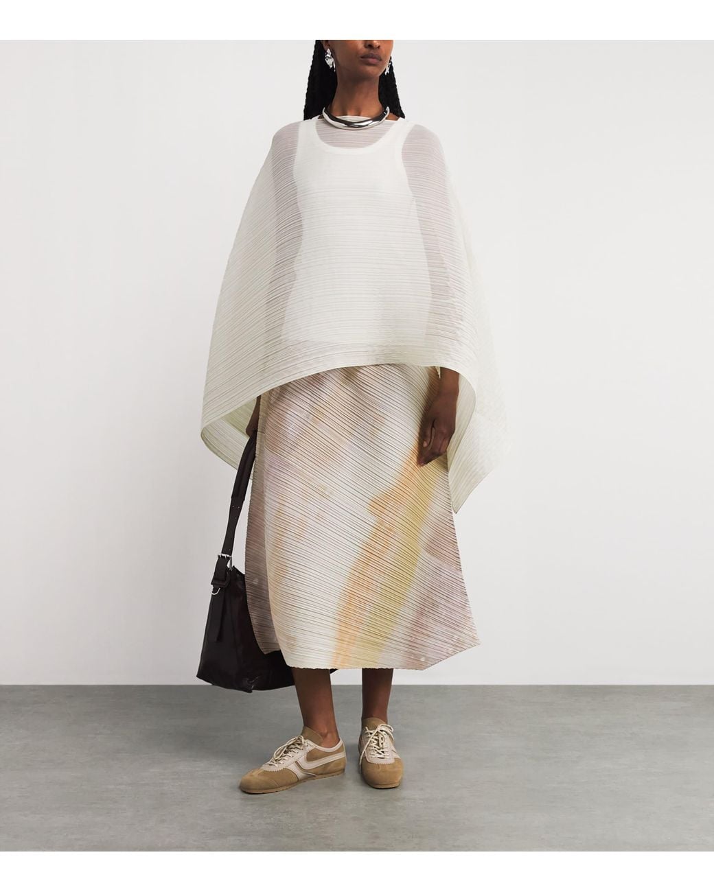 Pleats Please Issey Miyake Natural Sea Bubble Midi Skirt