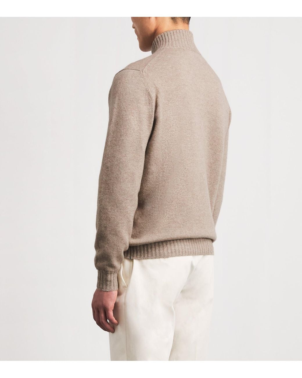 FIORONI CASHMERE Natural Cashmere Knitted Bomber Jacket for men