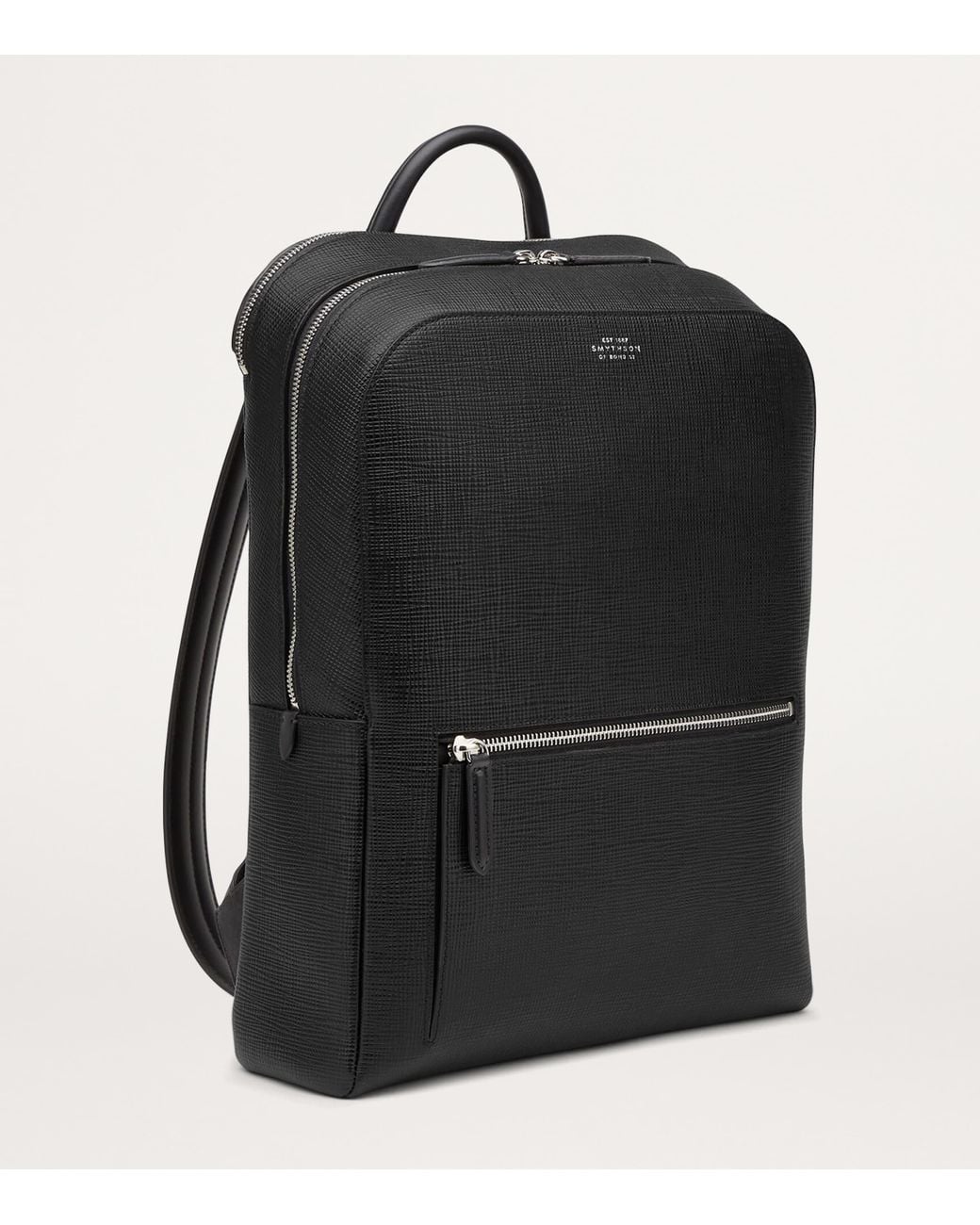 Smythson Black Leather Panama Backpack for men