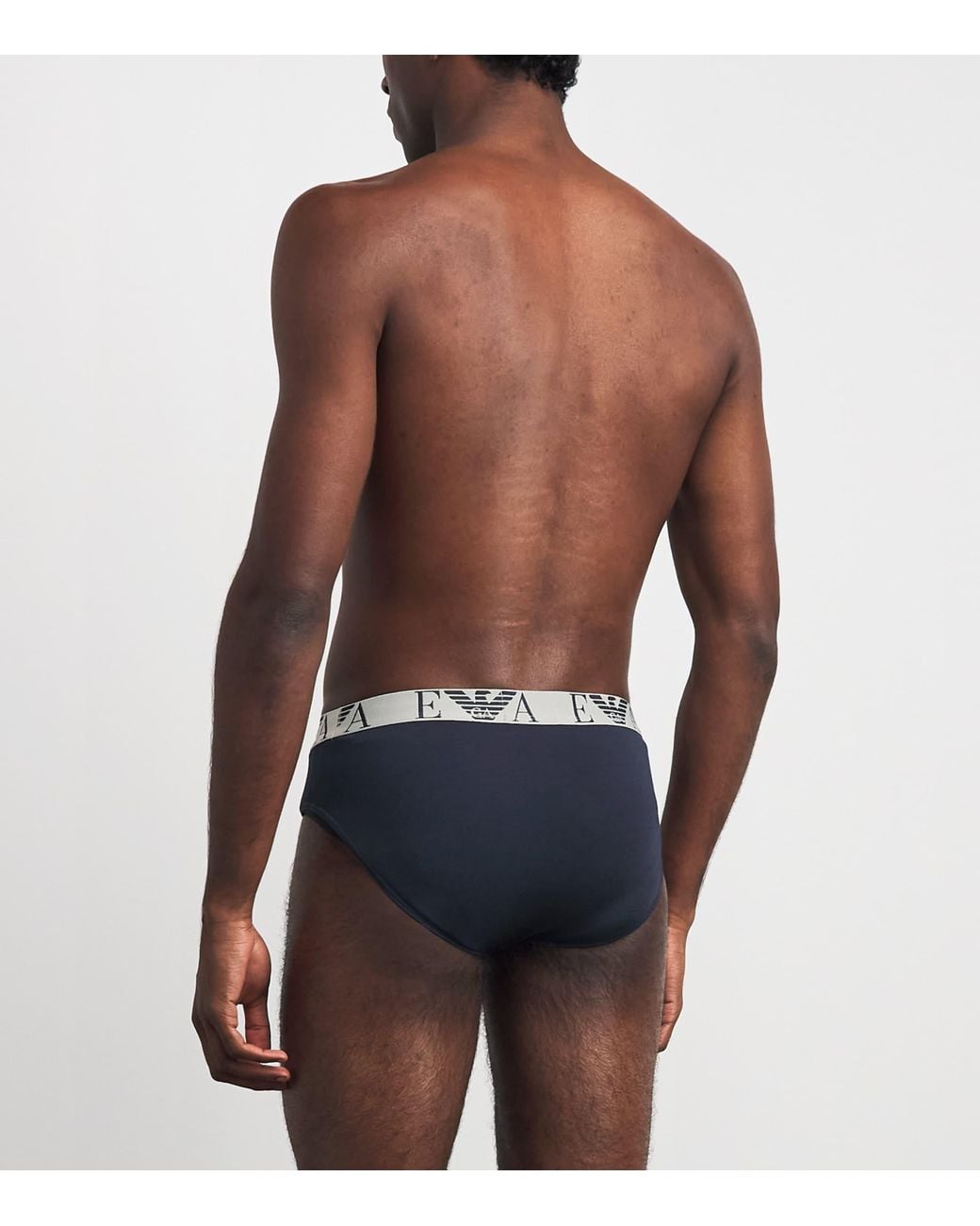 Emporio Armani Blue Stretch-Cotton Eagle Monogram Trunks for men