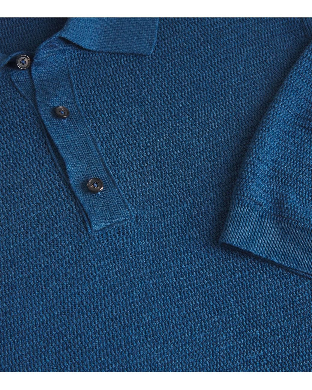 Isaia Blue Silk-Linen Polo Shirt for men
