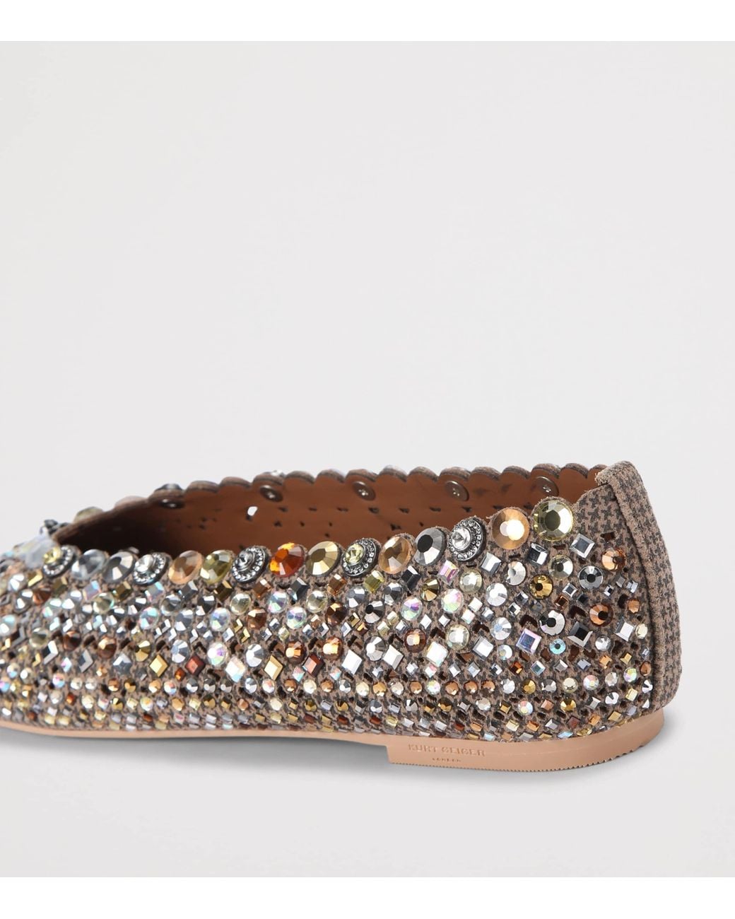 Kurt Geiger Brown Jewel Perforated Ballet Flats