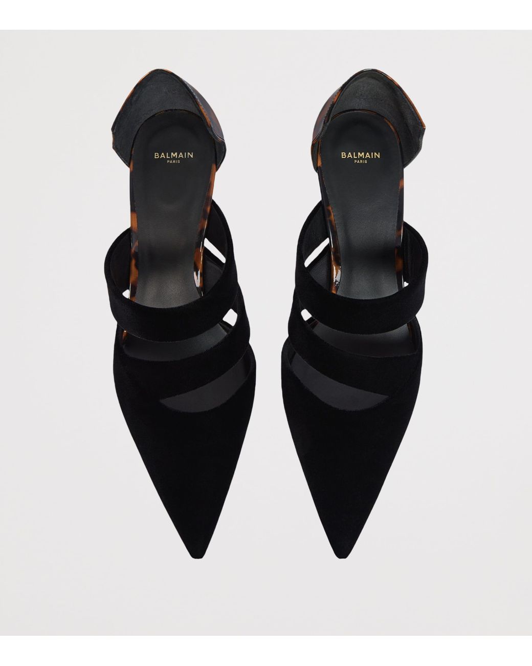 Balmain Black Leather And Velvet Pumps
