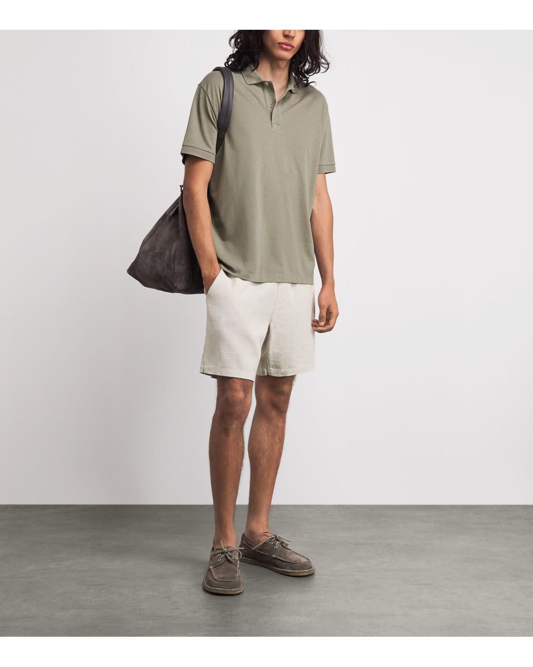 7 For All Mankind Gray Short-Sleeve Polo Shirt for men