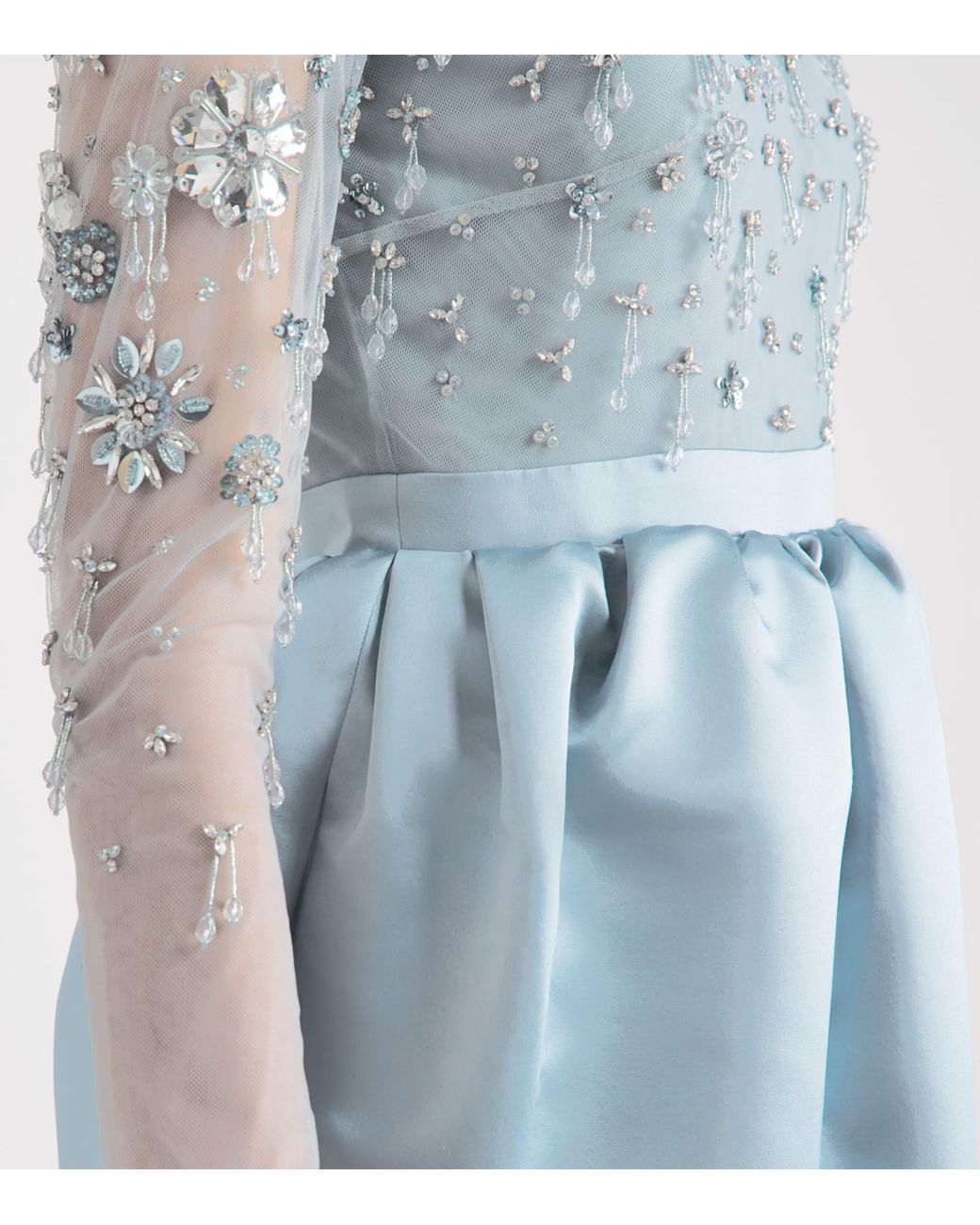 Huishan Zhang Blue Satin Embellished Starla Dress