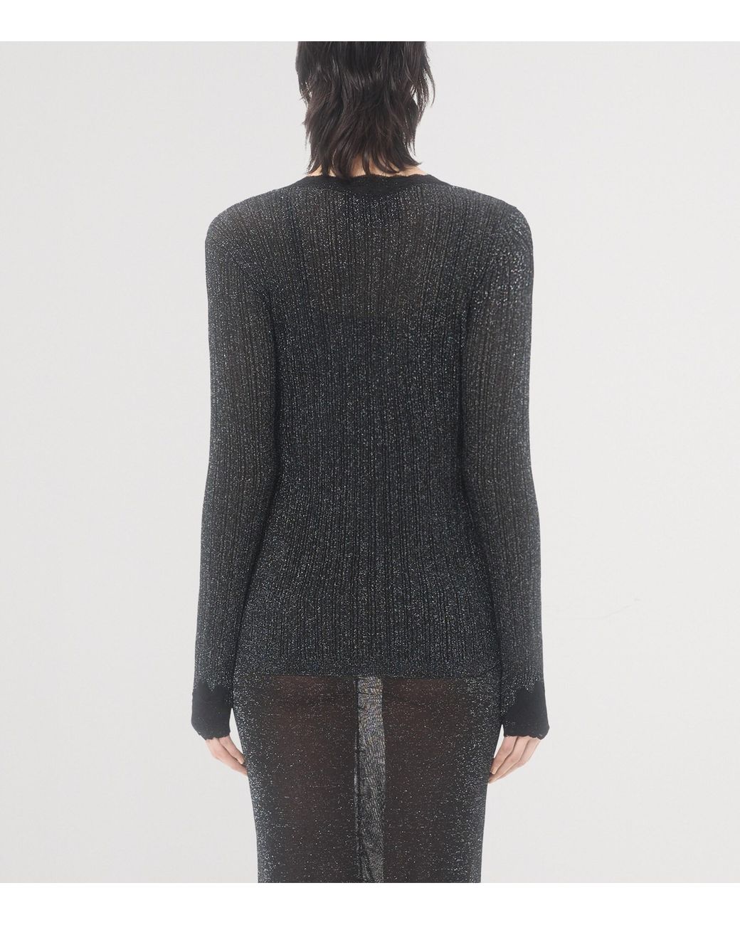 Valentino Black Lace-Trim Lurex Cardigan