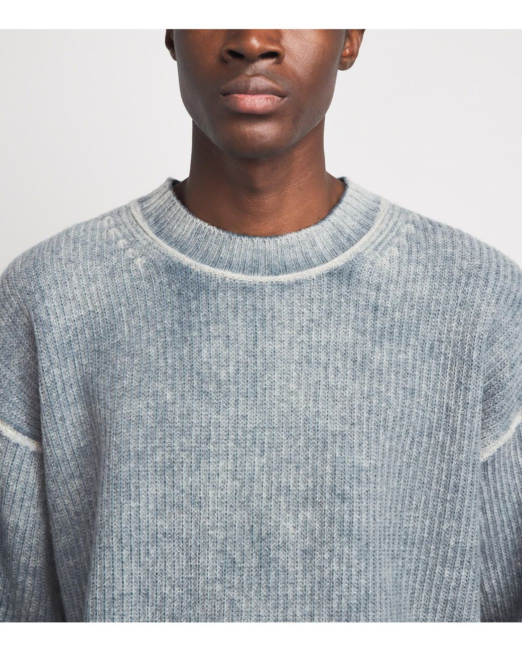 Represent Blue Wool Reversible Fade Out Sweater for men