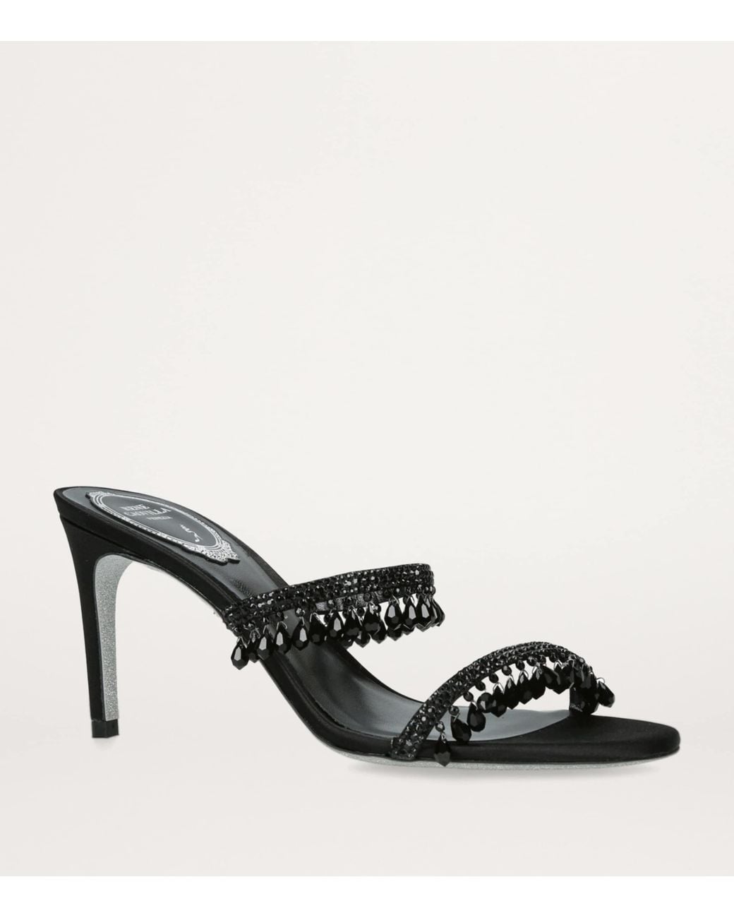 Rene Caovilla Black Embellished Chandelier Heeled Mules 80