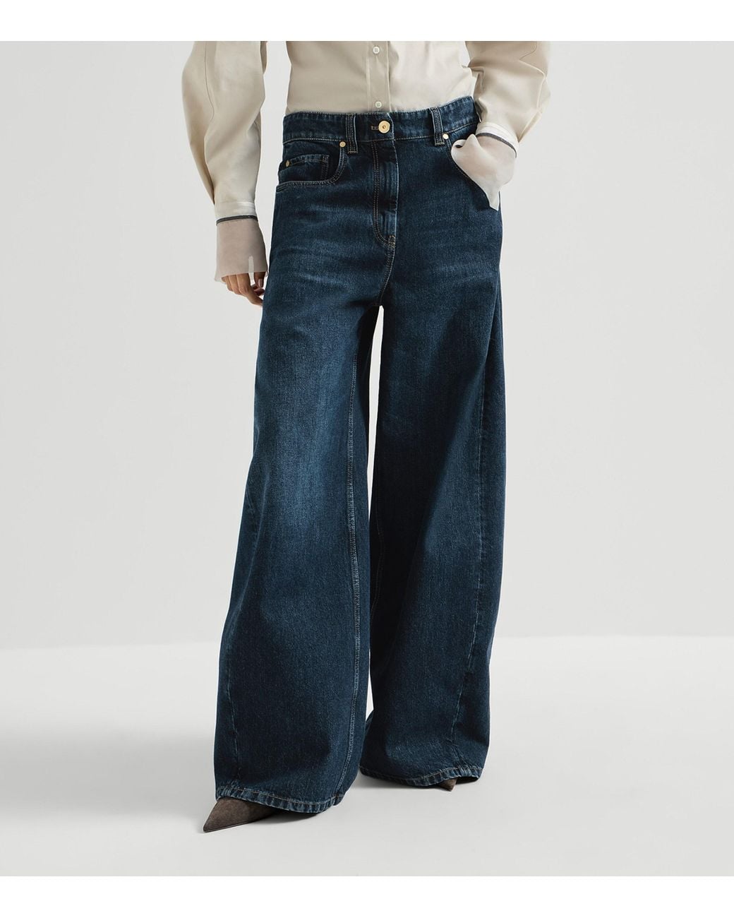Brunello Cucinelli Blue Wide-Leg Jeans