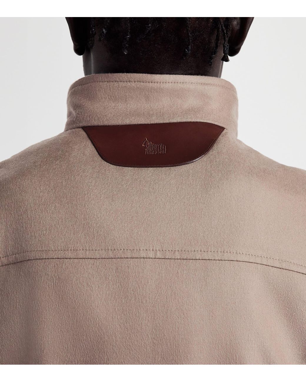 Colombo Brown Cashmere Leather Trim Gilet for men