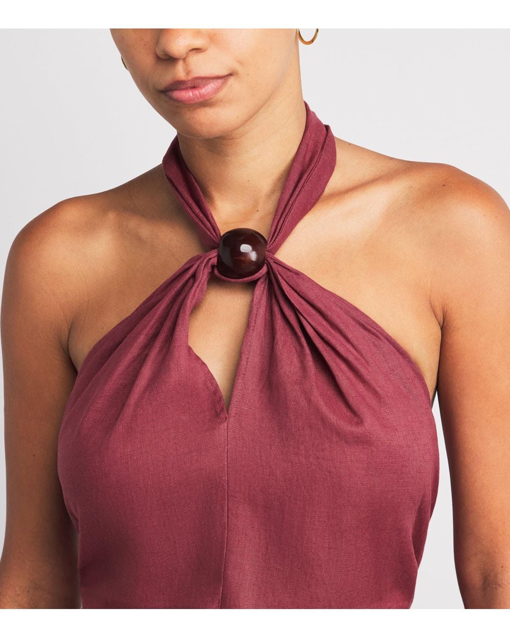 Faithfull The Brand Purple Linen Halterneck Lourdes Maxi Dress