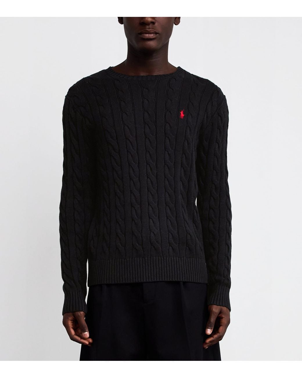 Polo Ralph Lauren Black Cotton Cable-Knit Sweater for men