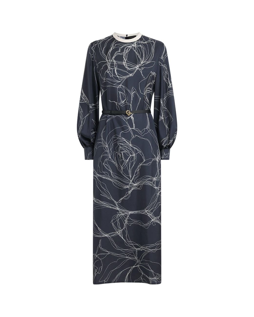 Fabiana Filippi Gray Silk Printed Midi Dress