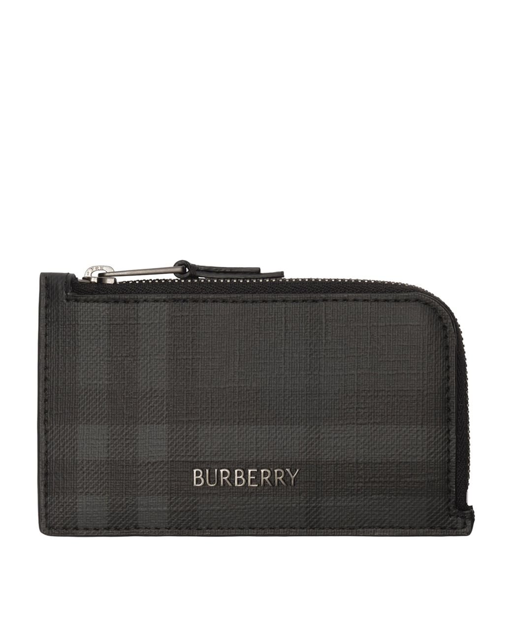 Burberry Black City Check Zip Card Holder for men