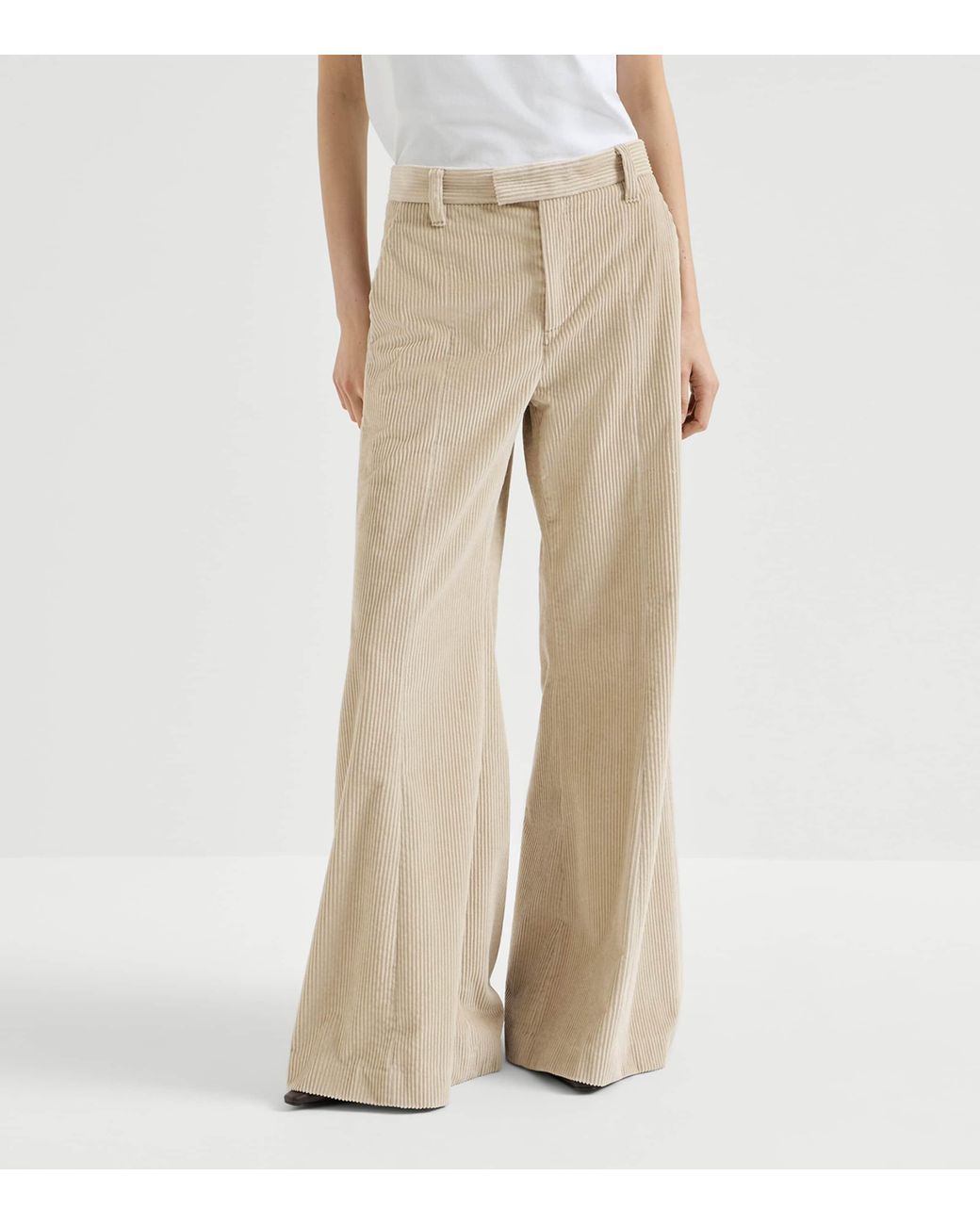Brunello Cucinelli Natural Corduroy Flared Trousers