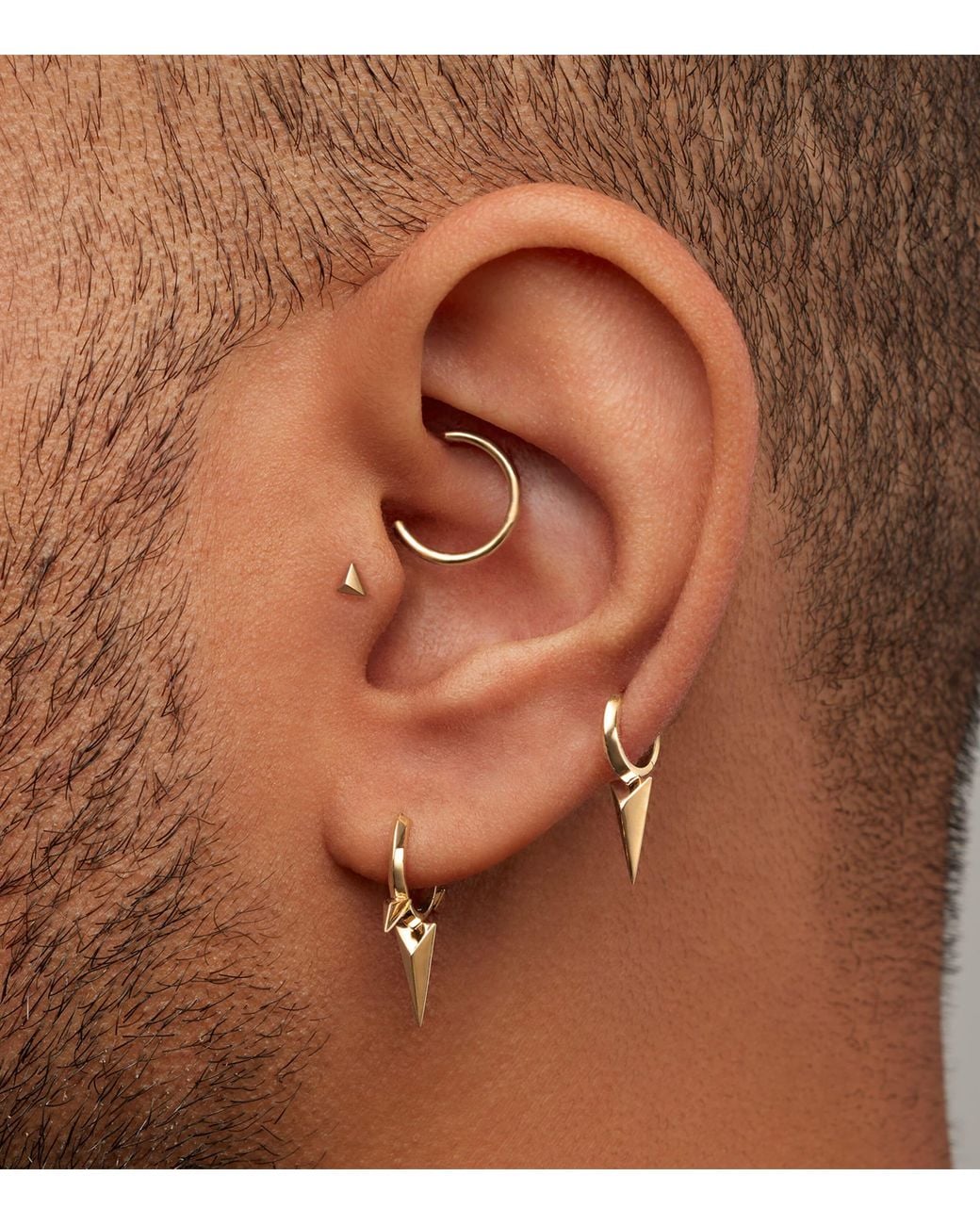 Maria Tash Metallic Faceted Single Long Spike Hoop Earring
