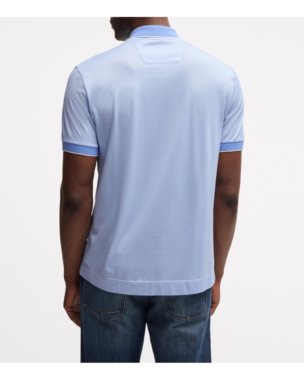 Boss Blue Cotton-Silk Polo Shirt for men